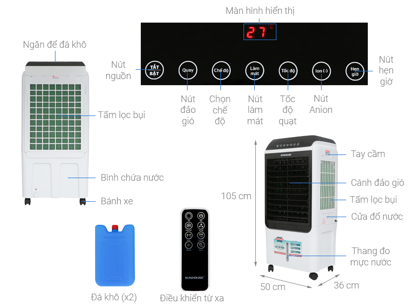 Máy làm mát không khí SUNHOUSE SHD7723 (Sao chép)